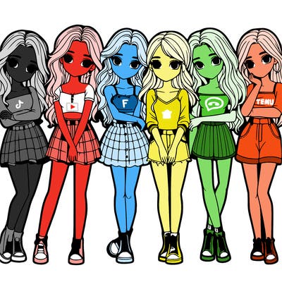 a group of girls realistic