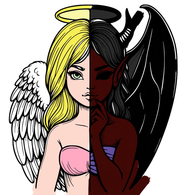 realistic angel half demon