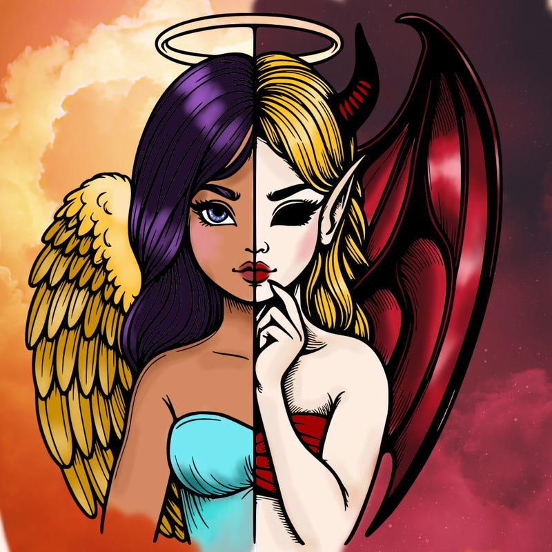 realistic angel half demon