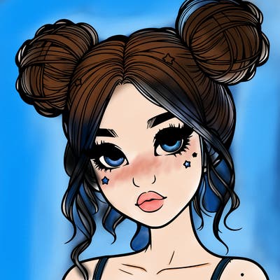 realistic girl with space buns