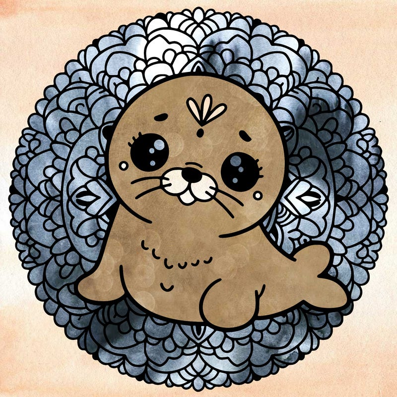 a cute baby seal mandala