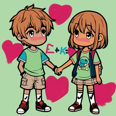 girl and boy holding hands anime