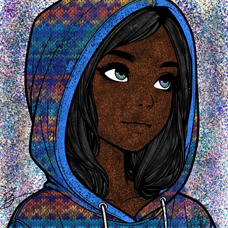 realistic girl with hoodie on