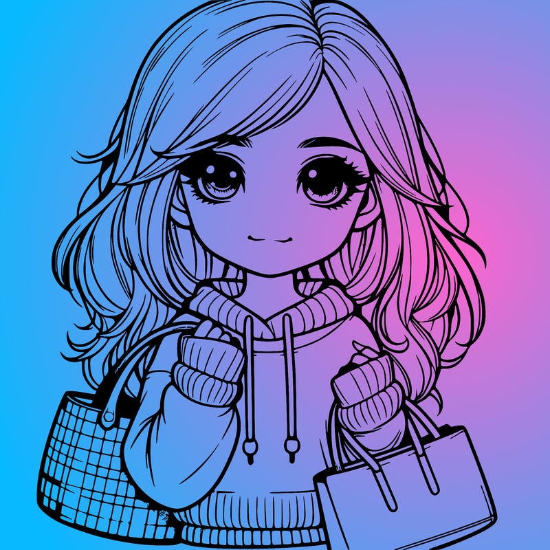 realistic girl with bags