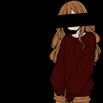 manga teen girl  in a sweater and baggy pants