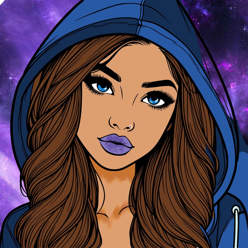 realistic beautiful girl with a hood on