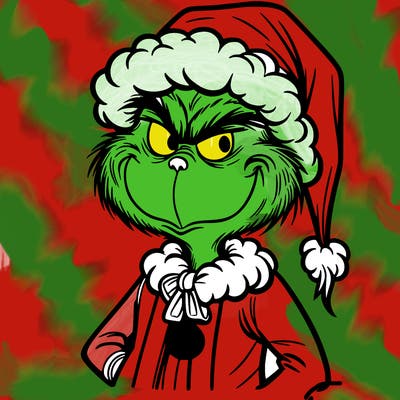 grinch in santa outfit