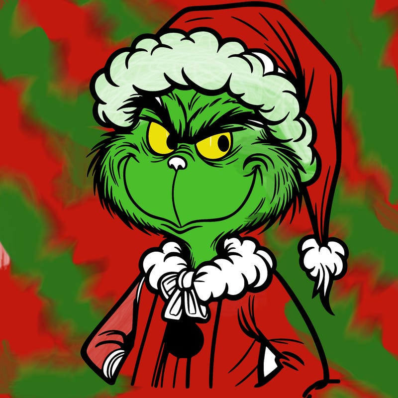 grinch in santa outfit