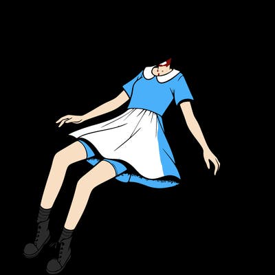 realistic girl floating