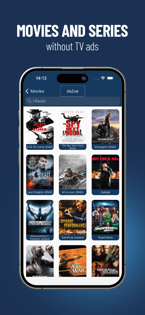 Antik TV - A mobile app screen showing a library of movies and series available for streaming on Antik TV