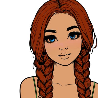 realistic girl with braids