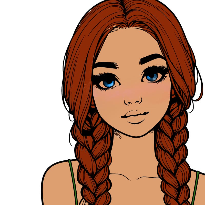 realistic girl with braids