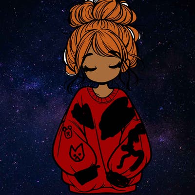 girl with baggy sweatshirt and messy bun