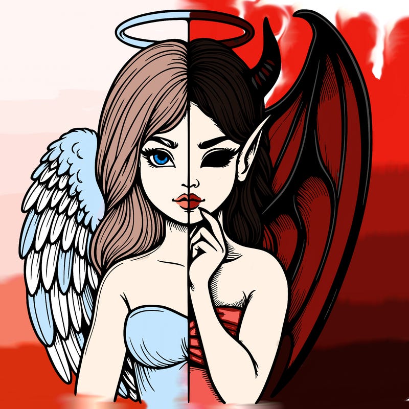 realistic angel half demon