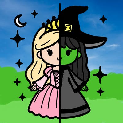 split princess and witch