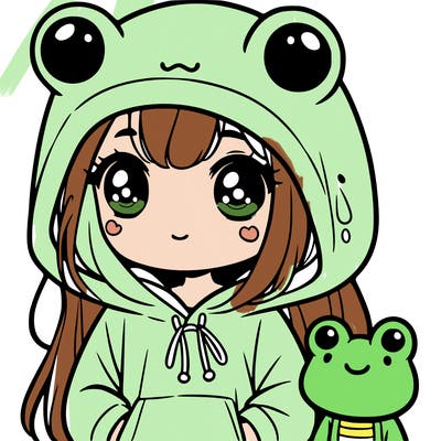 girl in in frog hoodie