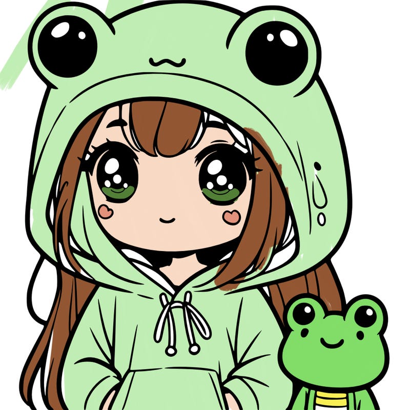 girl in in frog hoodie