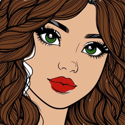 beautiful realistic girl close up to the camera with wavy hair,