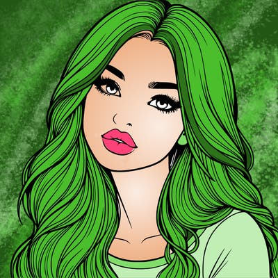 realistic girl with hair on her hair and lips