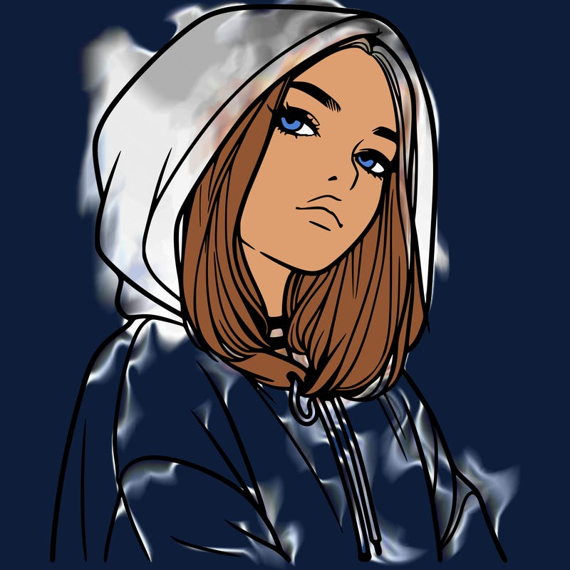 a realistic girl in a hoodie