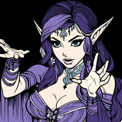 realistic scary beautiful elf sorceress casting spell