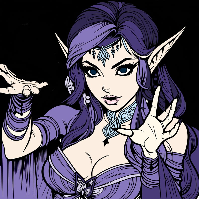 realistic scary beautiful elf sorceress casting spell