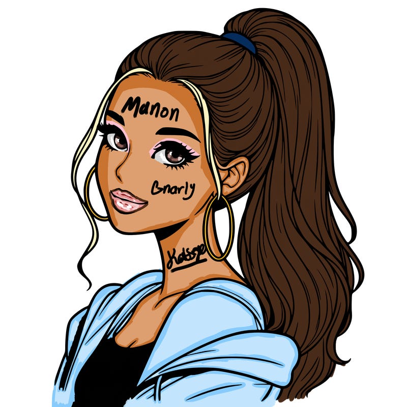 realistic girl with a high ponytail