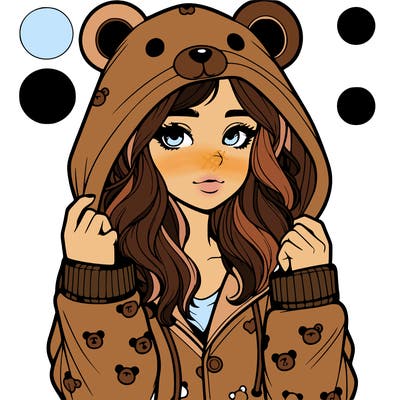 realistic girl in a animal pjs hoodie