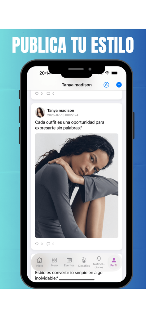 HolliModels - Smartphone-Bildschirm mit dem HolliModels Social-Media-Feed, einem Mode-Post und einem Benutzerprofil