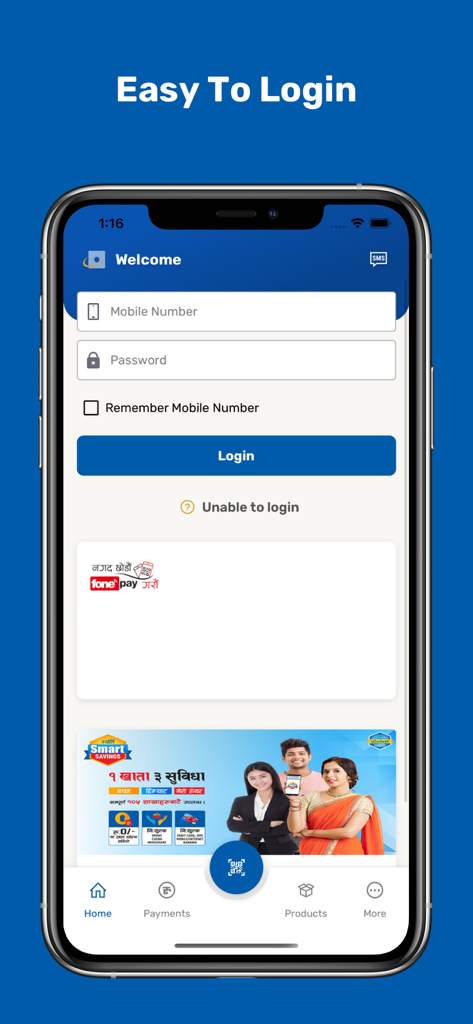 Jyoti Mobile Banking - Login screen of the Jyoti Mobile Banking app for secure account access