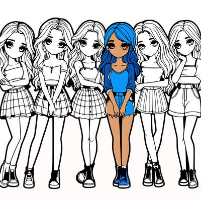 a group of girls realistic