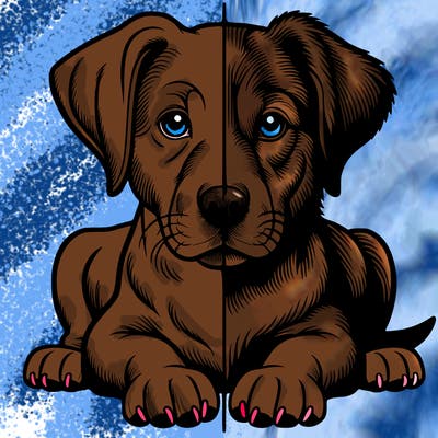 realistic dog split picture