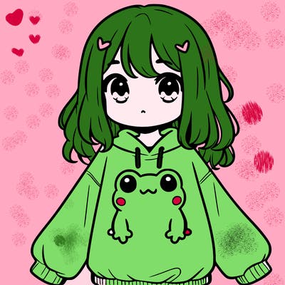 girl wearing frogging sweatshirt