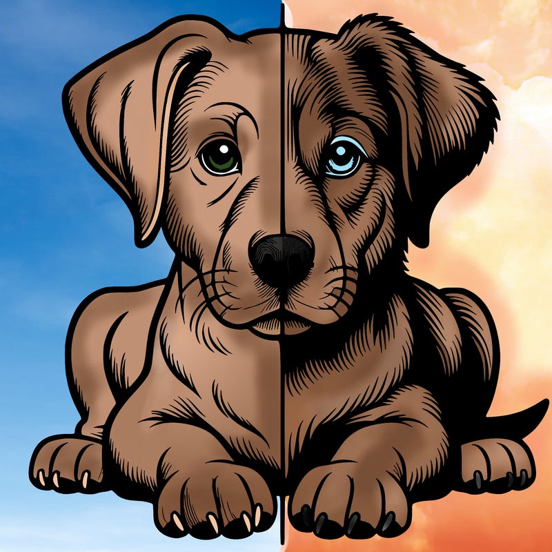 realistic dog split picture