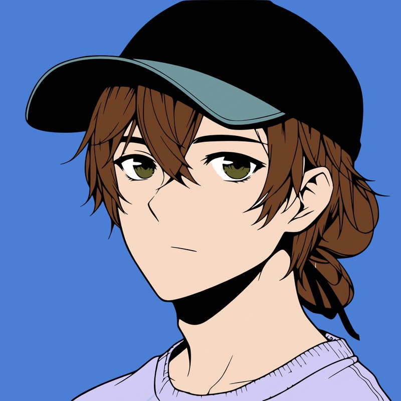 realistic anime guy with baseball cap