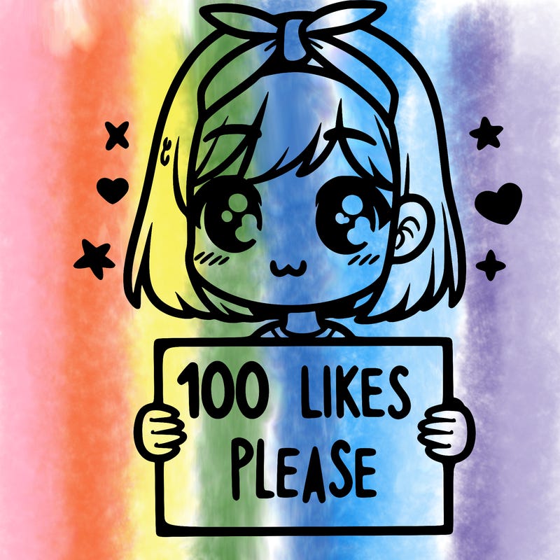 girl holding sign saying 100 likes please
