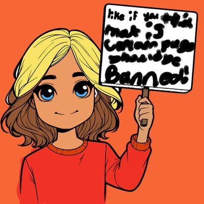 realistic girl holding up a sign