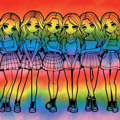 a group of girls realistic