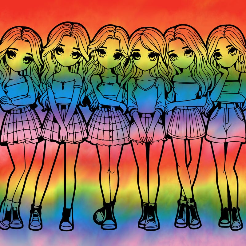 a group of girls realistic