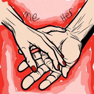 a realistic hand holding another hand but the other hand is not realistic