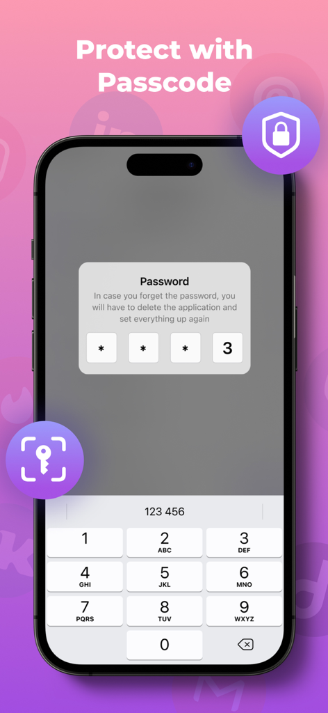 Smartphone display showing a passcode entry screen for app security within Dual Space