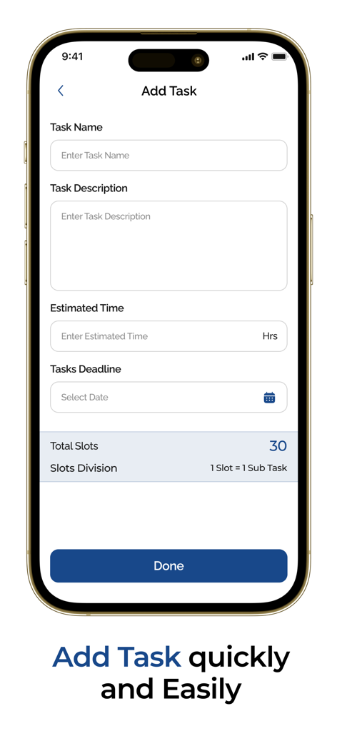 School TaskFlow - Task manager - Add task interface in the School TaskFlow app showing fields for task name description and deadline