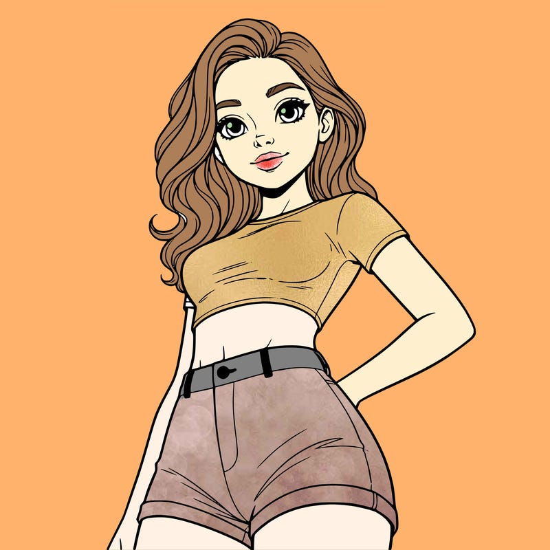 relistic cute girl in a crop top
