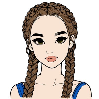 realistic girl with braids