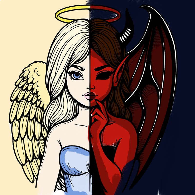 realistic angel half demon