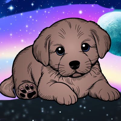 a cute realistic puppy