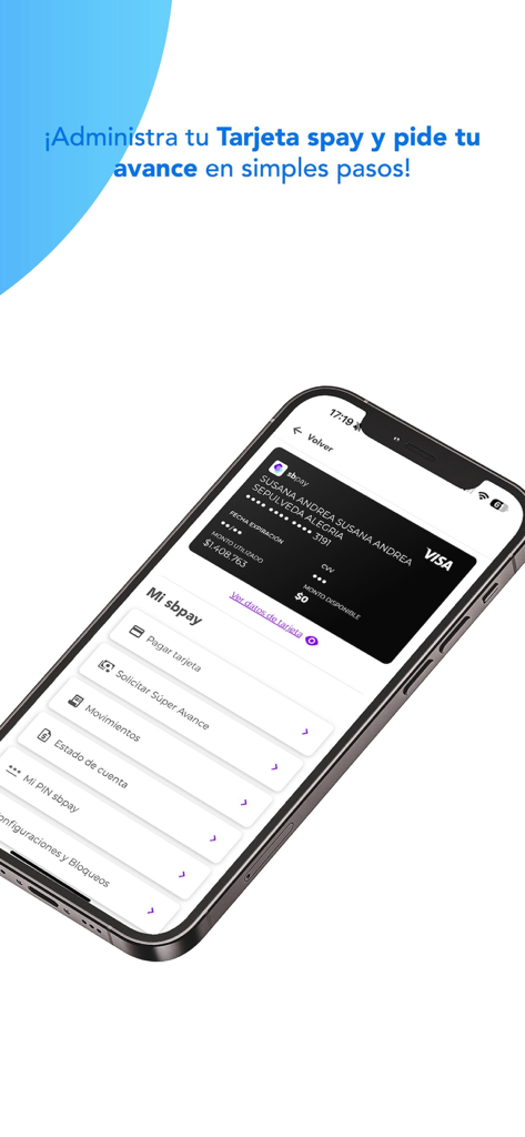 Salcobrand - Salcobrand Mobile App Bildschirm zur Verwaltung der SB Pay-Kreditkarte und finanzieller Transaktionen