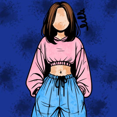 realistic girl faceless with baggy pants and a crop top