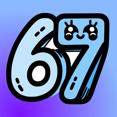 the numbers 67