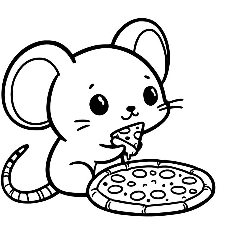 mouse with a tiny cheese pizza